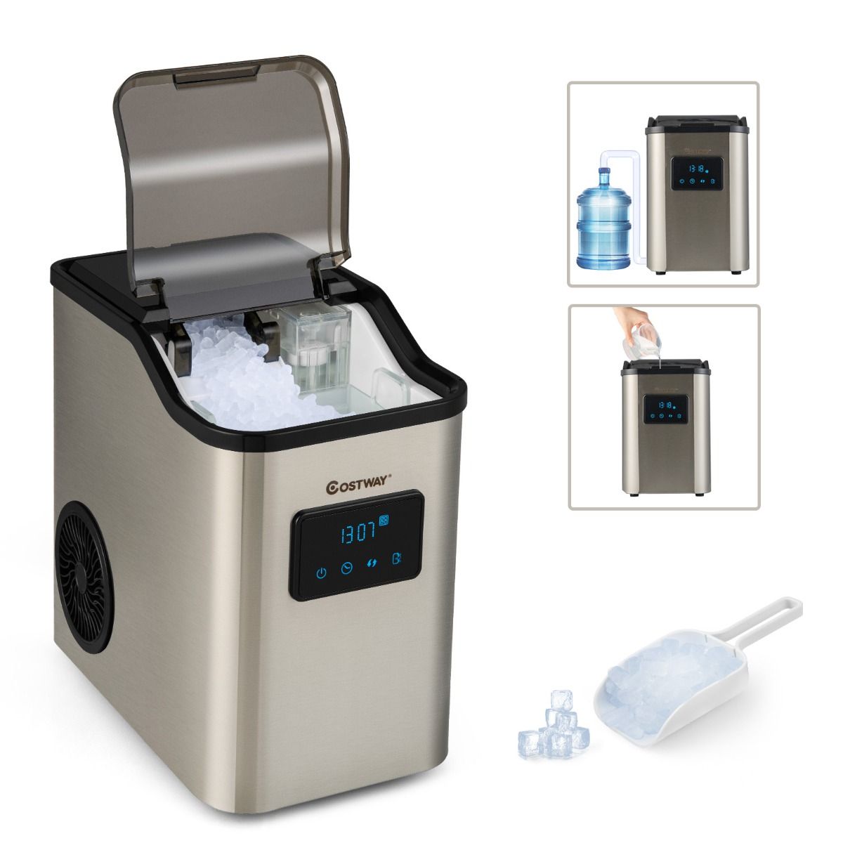 Machine à Glaçons 24kg en 24h Panneau de Contrôle Tactile LED