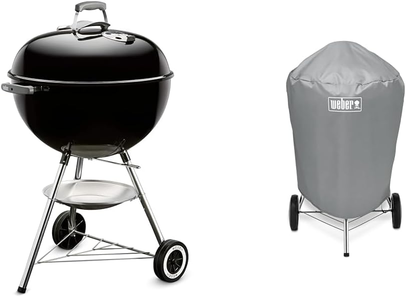 Weber Classic Kettle barbecue au charbon de bois, surface de cuisson Ø 57cm, barbecue avec couvercle et cuve en acier emaillé, thermomètre intégré...