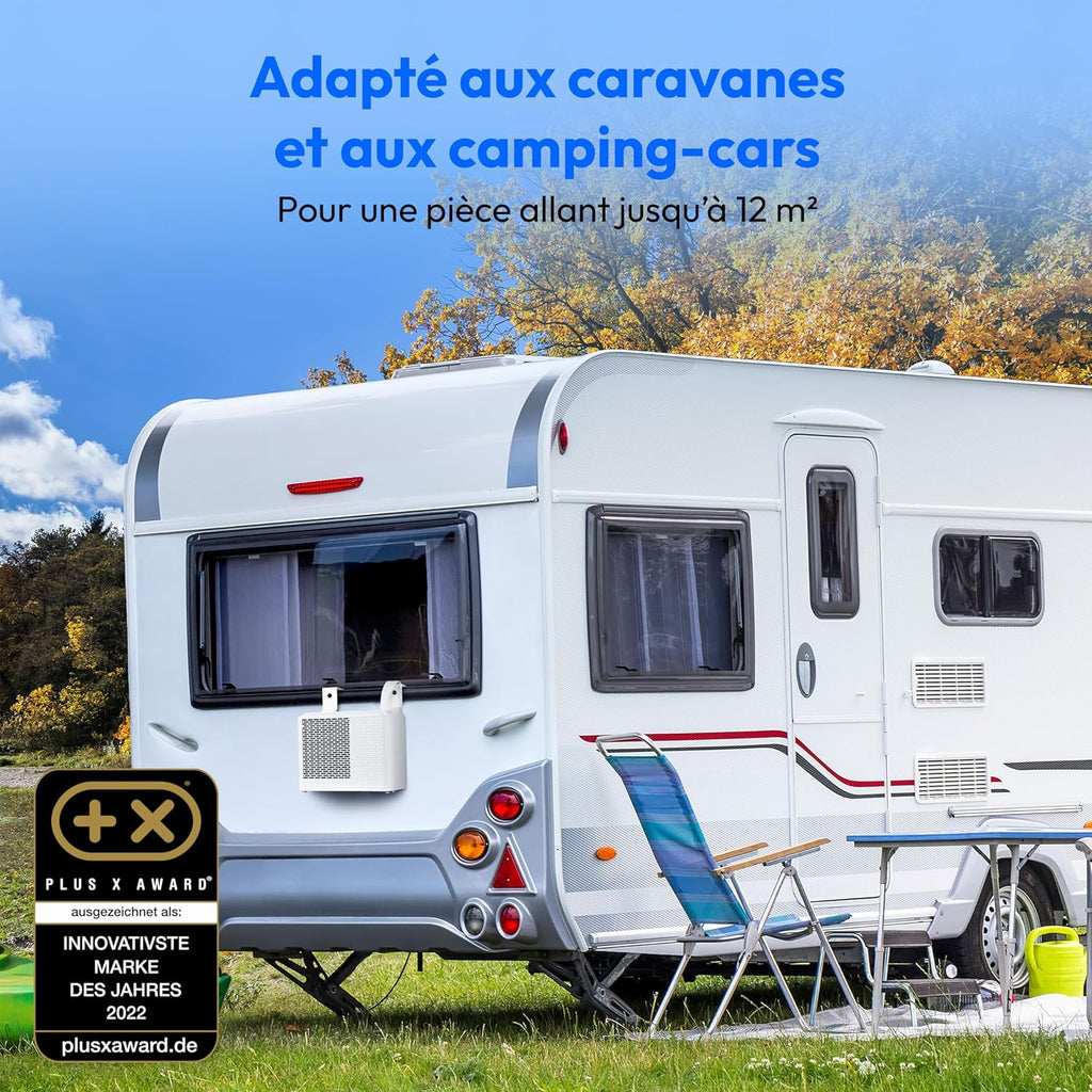 MEDION Smart Climatiseur Split P502 (5000 BTU, 3-en-1, Refroidir, Déshumidification, Ventilation, pour caravane, camping-car, kit de joint de fenêt...