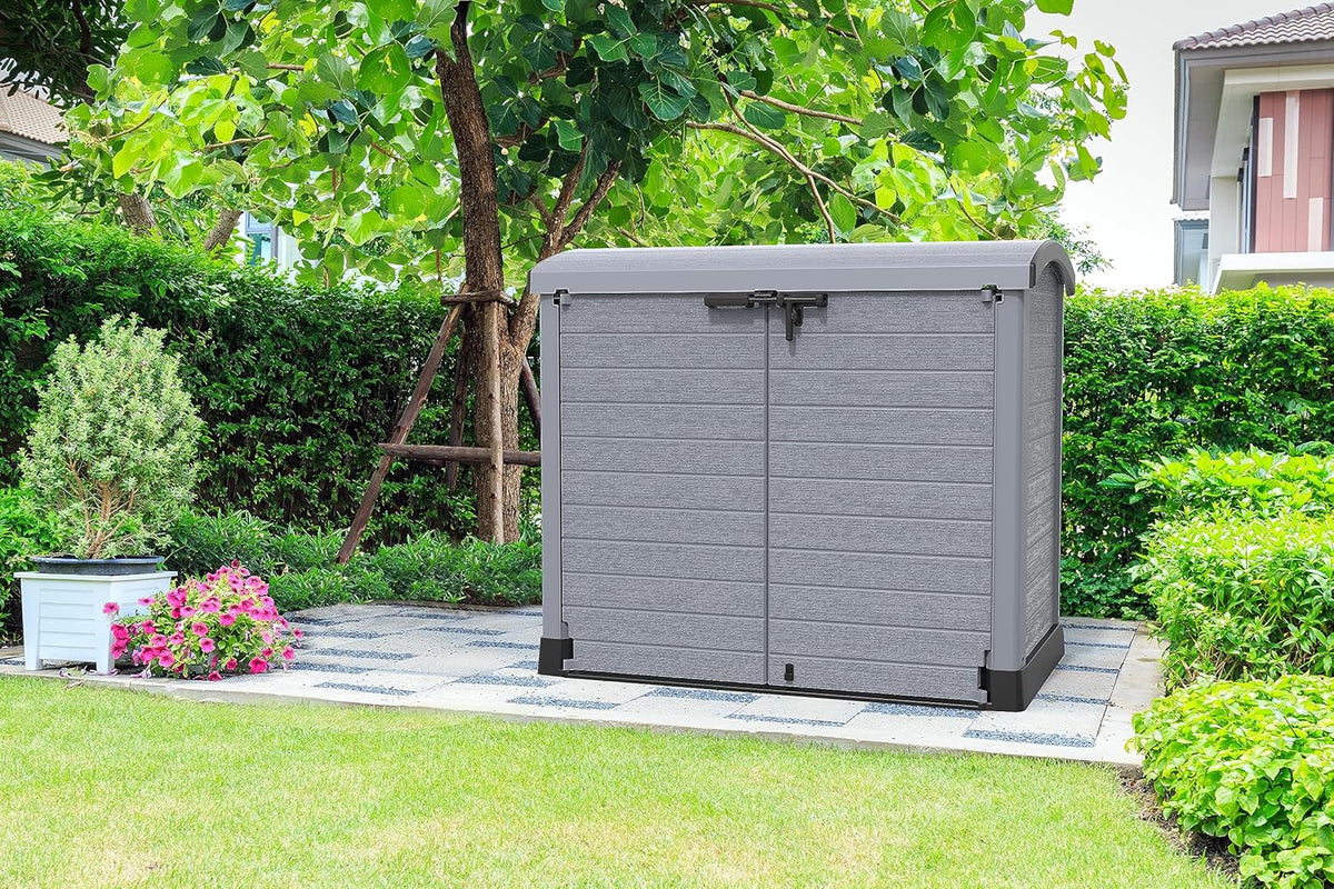 Duramax StoreAway 1200L Plastic Garden Shed/ Flat Lid, Outdoor Storage Shed, Wheelie Bin Hideaways, Wheelie bin box, Durable Construction, Ideal fo...