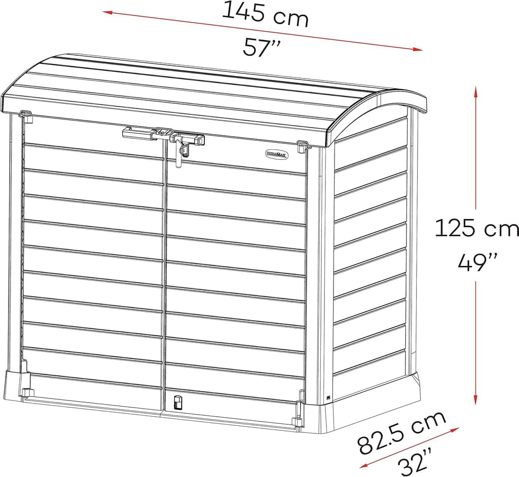 Duramax StoreAway 1200L Plastic Garden Shed/ Flat Lid, Outdoor Storage Shed, Wheelie Bin Hideaways, Wheelie bin box, Durable Construction, Ideal fo...