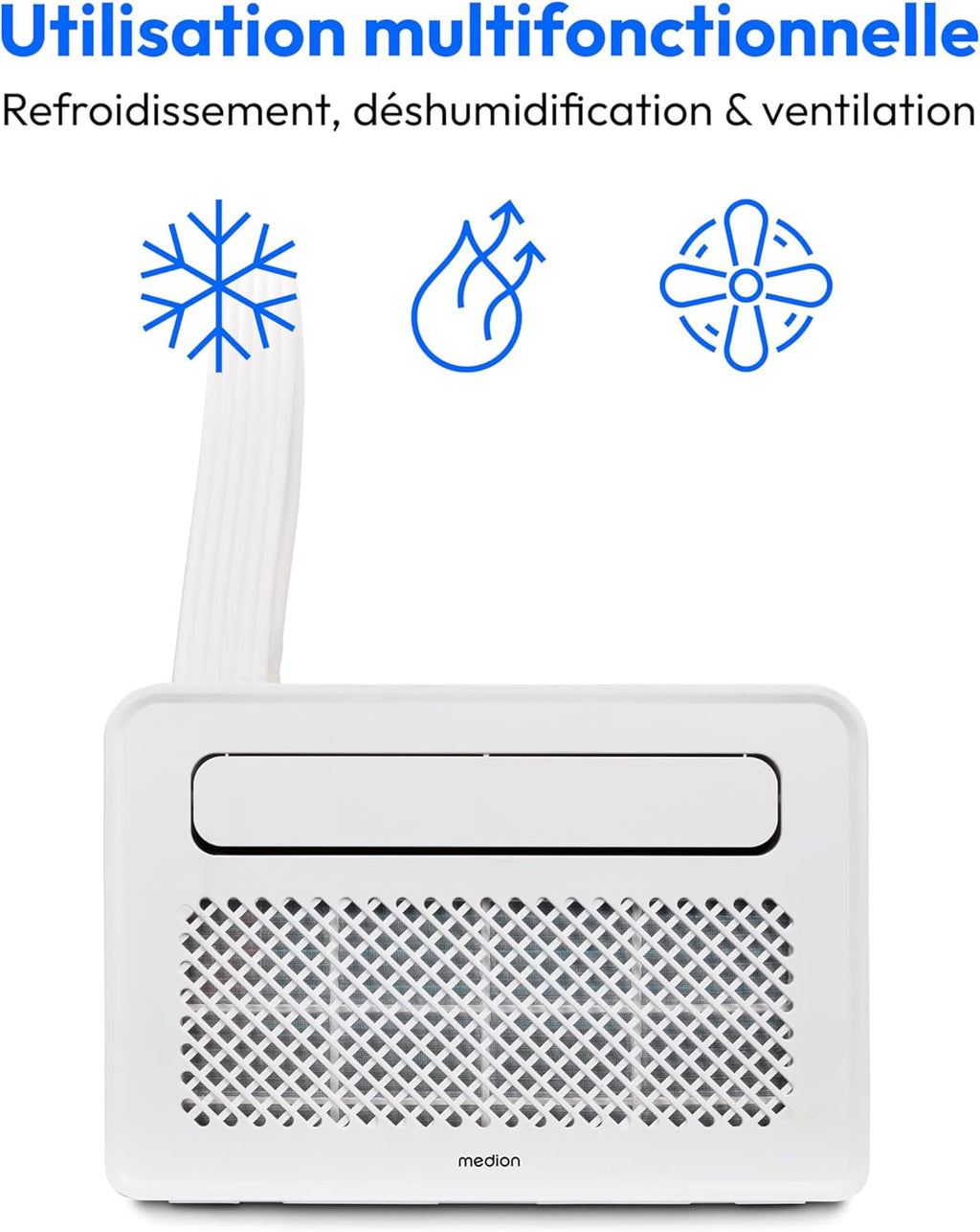 MEDION Smart Climatiseur Split P502 (5000 BTU, 3-en-1, Refroidir, Déshumidification, Ventilation, pour caravane, camping-car, kit de joint de fenêt...