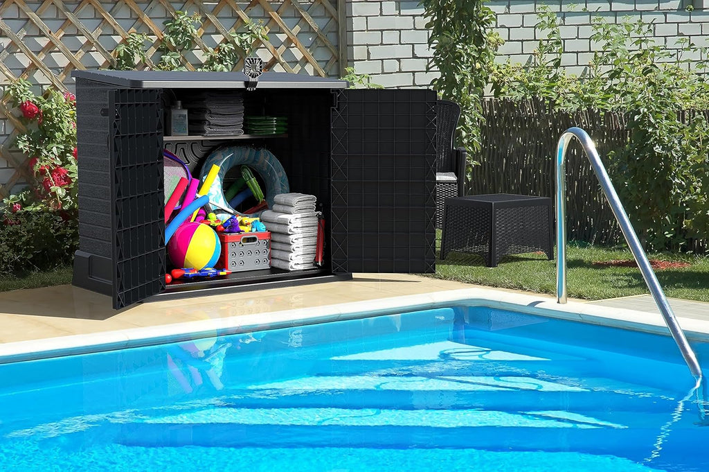 Duramax StoreAway 1200L Plastic Garden Shed/ Flat Lid, Outdoor Storage Shed, Wheelie Bin Hideaways, Wheelie bin box, Durable Construction, Ideal fo...