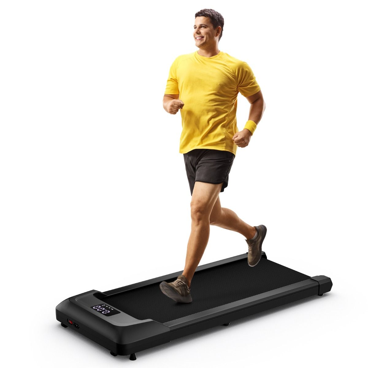 Tapis de Course Mince Tapis de Jogging avec Capacité de 120 Kg Télécommande et Écran Led Inclinable à Roulettes Tapis de Course à Glisser Gris/Noir...