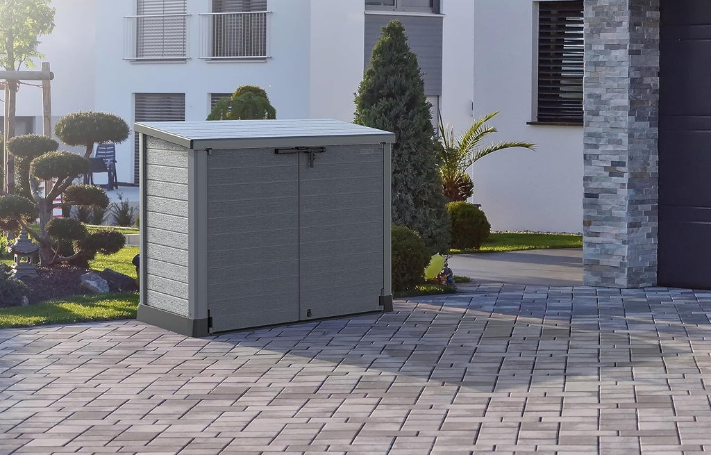 Duramax StoreAway 1200L Plastic Garden Shed/ Flat Lid, Outdoor Storage Shed, Wheelie Bin Hideaways, Wheelie bin box, Durable Construction, Ideal fo...