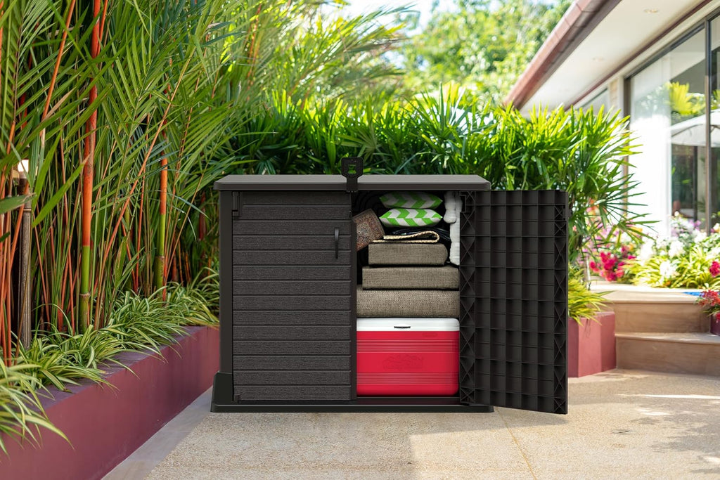 Duramax StoreAway 1200L Plastic Garden Shed/ Flat Lid, Outdoor Storage Shed, Wheelie Bin Hideaways, Wheelie bin box, Durable Construction, Ideal fo...