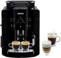 Krups Machine à café grain, 1,7 L, 2 tasses en simultané, Nettoyage automatique, Buse vapeur pour Cappuccino, Cafetière espresso, Essential noire Y...