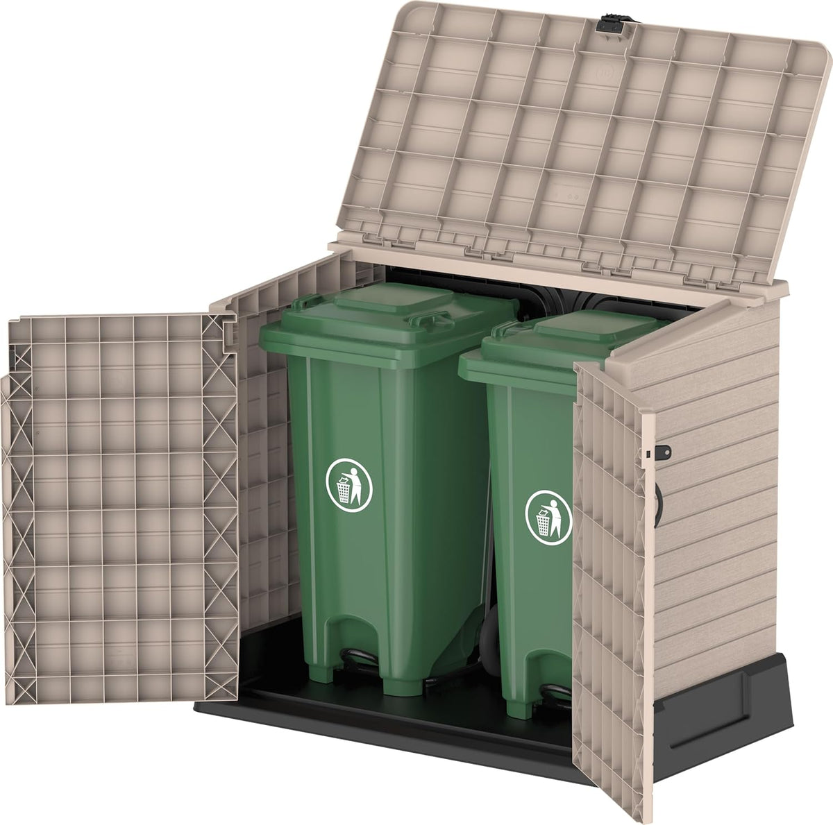 Duramax StoreAway 1200L Plastic Garden Shed/ Flat Lid, Outdoor Storage Shed, Wheelie Bin Hideaways, Wheelie bin box, Durable Construction, Ideal fo...