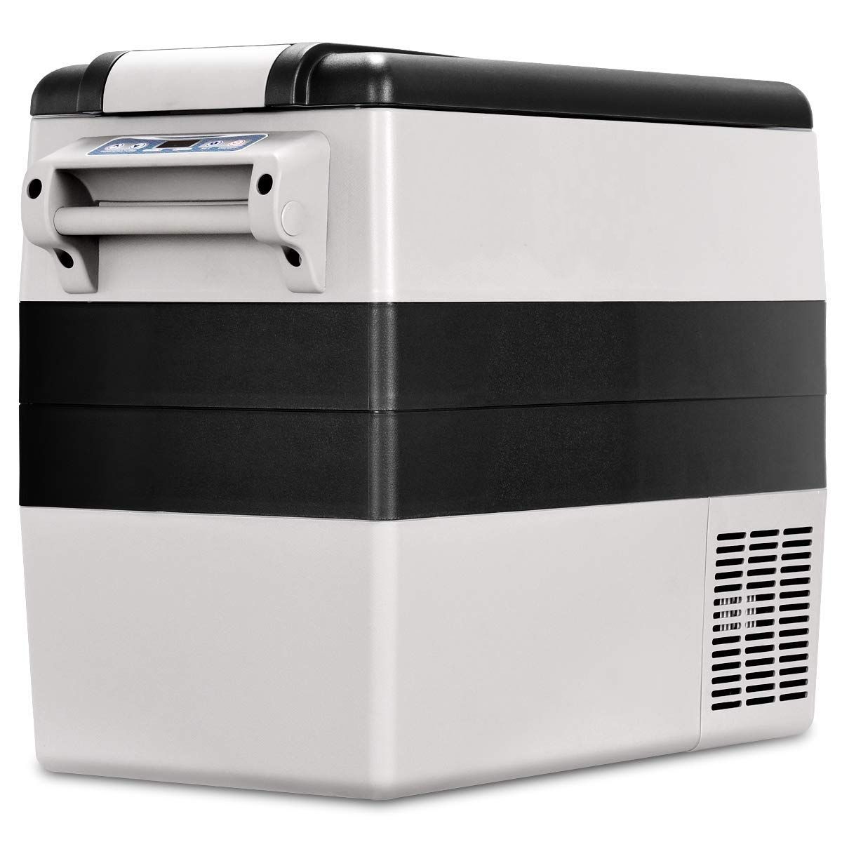 Réfrigérateur 52l de Voiture -20℃/+10℃ Mini Réfrigérateur Portable Ecran Lcd Adaptateur 69x34,5x52,5cm Noir+Gris