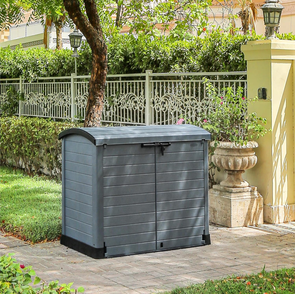 Duramax StoreAway 1200L Plastic Garden Shed/ Flat Lid, Outdoor Storage Shed, Wheelie Bin Hideaways, Wheelie bin box, Durable Construction, Ideal fo...