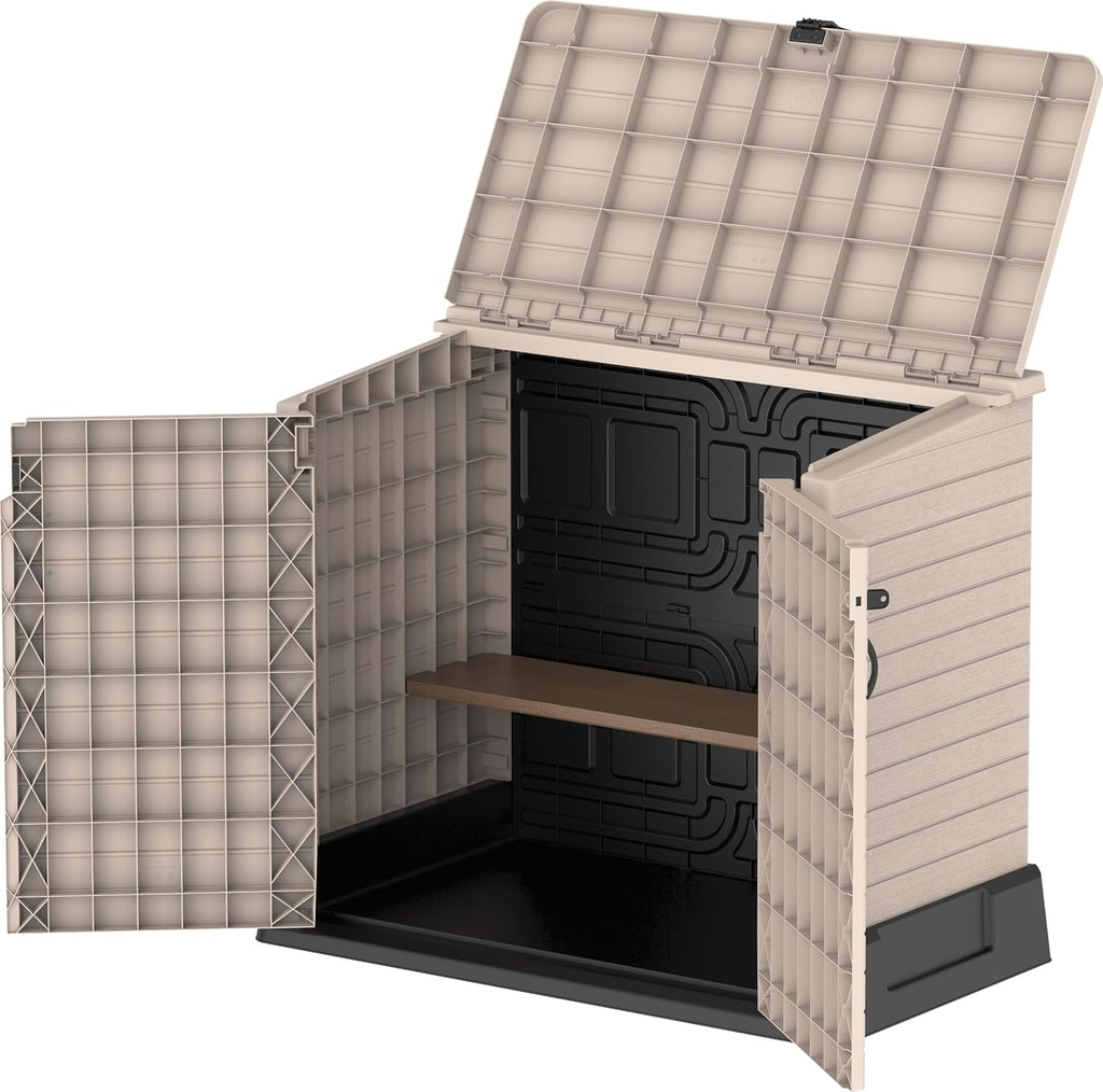 Duramax StoreAway 1200L Plastic Garden Shed/ Flat Lid, Outdoor Storage Shed, Wheelie Bin Hideaways, Wheelie bin box, Durable Construction, Ideal fo...