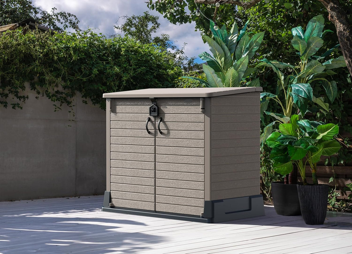 Duramax StoreAway 1200L Plastic Garden Shed/ Flat Lid, Outdoor Storage Shed, Wheelie Bin Hideaways, Wheelie bin box, Durable Construction, Ideal fo...
