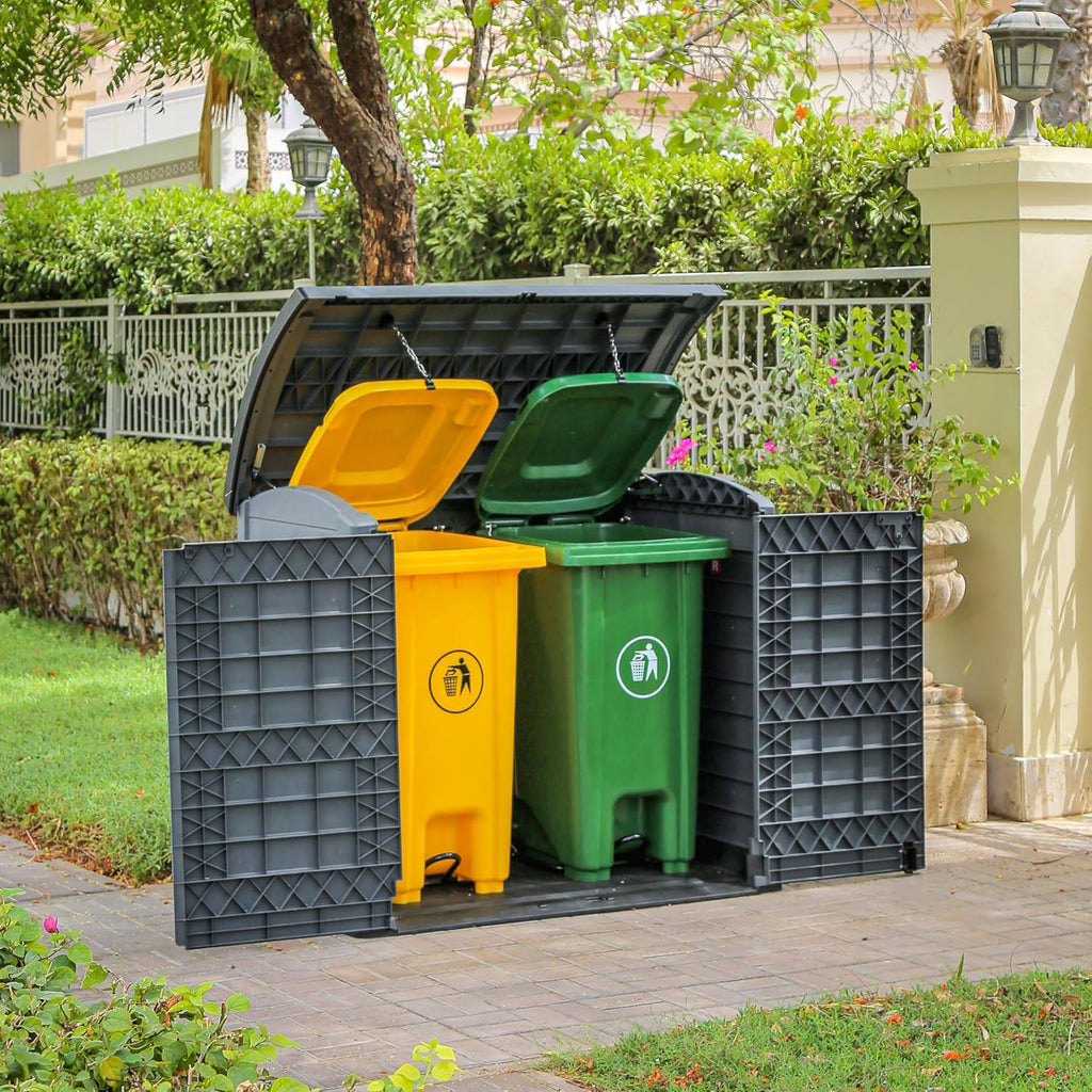 Duramax StoreAway 1200L Plastic Garden Shed/ Flat Lid, Outdoor Storage Shed, Wheelie Bin Hideaways, Wheelie bin box, Durable Construction, Ideal fo...