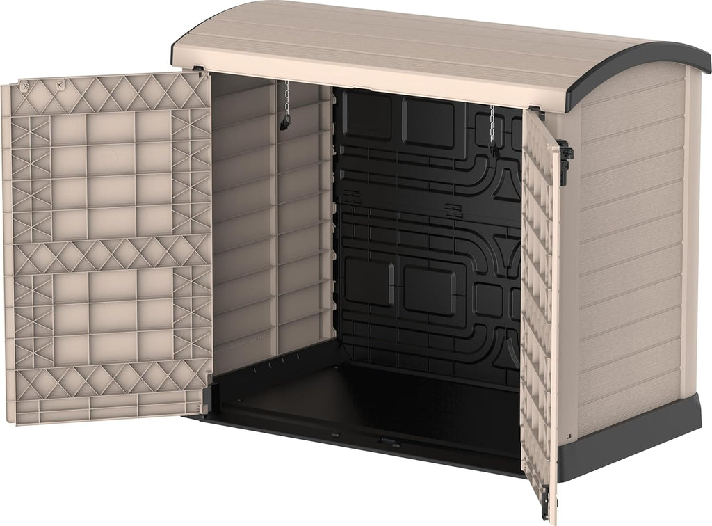 Duramax StoreAway 1200L Plastic Garden Shed/ Flat Lid, Outdoor Storage Shed, Wheelie Bin Hideaways, Wheelie bin box, Durable Construction, Ideal fo...