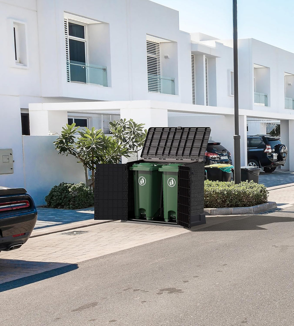 Duramax StoreAway 1200L Plastic Garden Shed/ Flat Lid, Outdoor Storage Shed, Wheelie Bin Hideaways, Wheelie bin box, Durable Construction, Ideal fo...