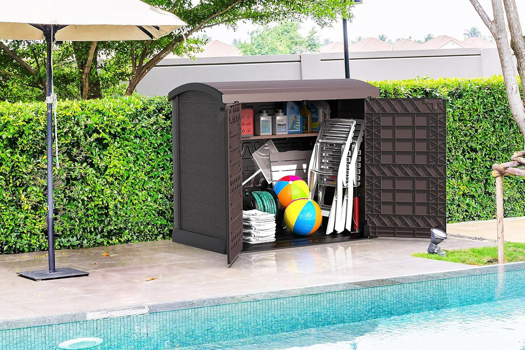 Duramax StoreAway 1200L Plastic Garden Shed/ Flat Lid, Outdoor Storage Shed, Wheelie Bin Hideaways, Wheelie bin box, Durable Construction, Ideal fo...
