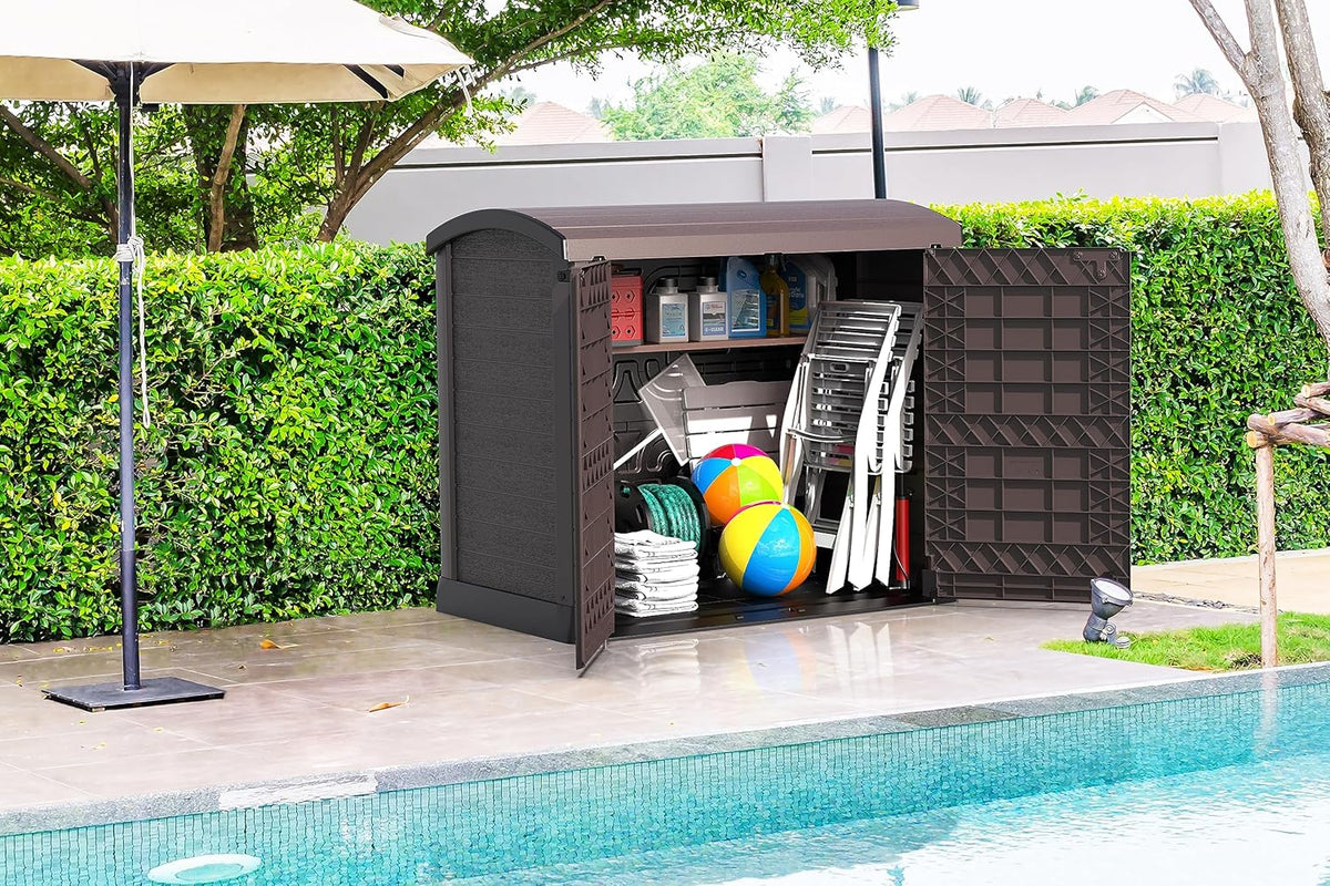 Duramax StoreAway 1200L Plastic Garden Shed/ Flat Lid, Outdoor Storage Shed, Wheelie Bin Hideaways, Wheelie bin box, Durable Construction, Ideal fo...
