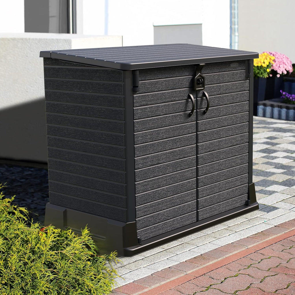 Duramax StoreAway 1200L Plastic Garden Shed/ Flat Lid, Outdoor Storage Shed, Wheelie Bin Hideaways, Wheelie bin box, Durable Construction, Ideal fo...