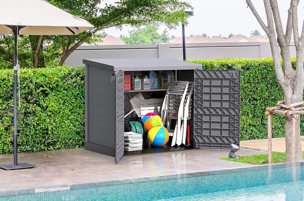Duramax StoreAway 1200L Plastic Garden Shed/ Flat Lid, Outdoor Storage Shed, Wheelie Bin Hideaways, Wheelie bin box, Durable Construction, Ideal fo...