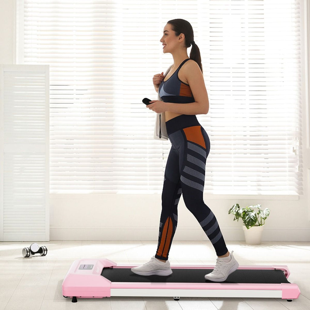 Tapis de Course Mince Tapis de Jogging avec Capacité de 120 Kg Télécommande et Écran Led Inclinable à Roulettes Tapis de Course à Glisser Gris/Noir...