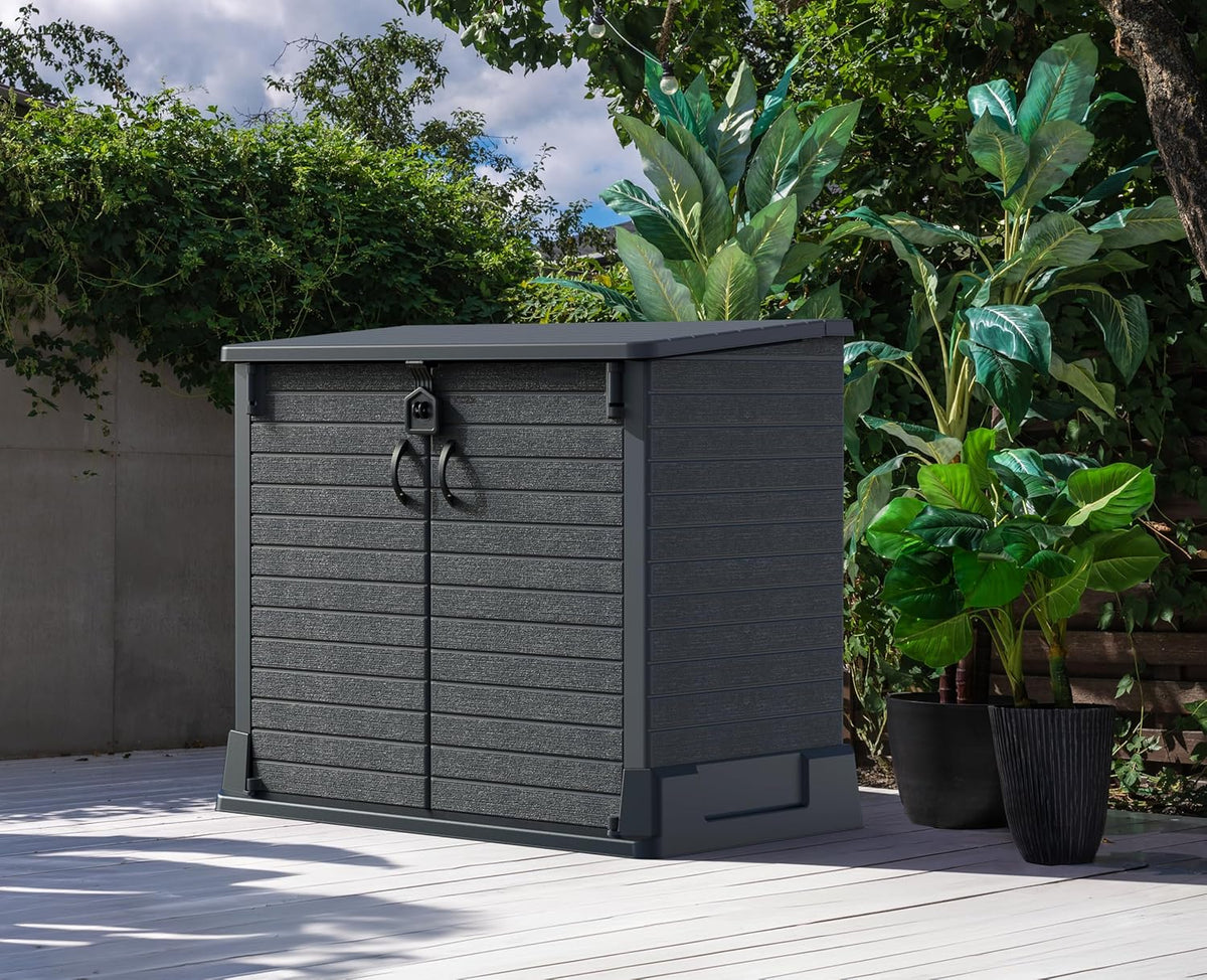 Duramax StoreAway 1200L Plastic Garden Shed/ Flat Lid, Outdoor Storage Shed, Wheelie Bin Hideaways, Wheelie bin box, Durable Construction, Ideal fo...