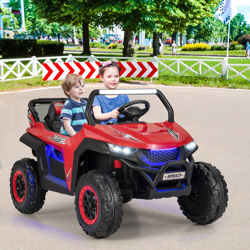 Voiture électrique Enfant 12 V Télécommande pour 3-8 Ans 2 Vitesses Ressort de Suspension Charge 59KG 118x74x71CM Noir/Rose/Rouge