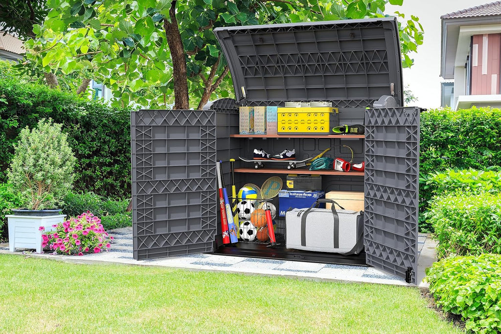 Duramax StoreAway 1200L Plastic Garden Shed/ Flat Lid, Outdoor Storage Shed, Wheelie Bin Hideaways, Wheelie bin box, Durable Construction, Ideal fo...