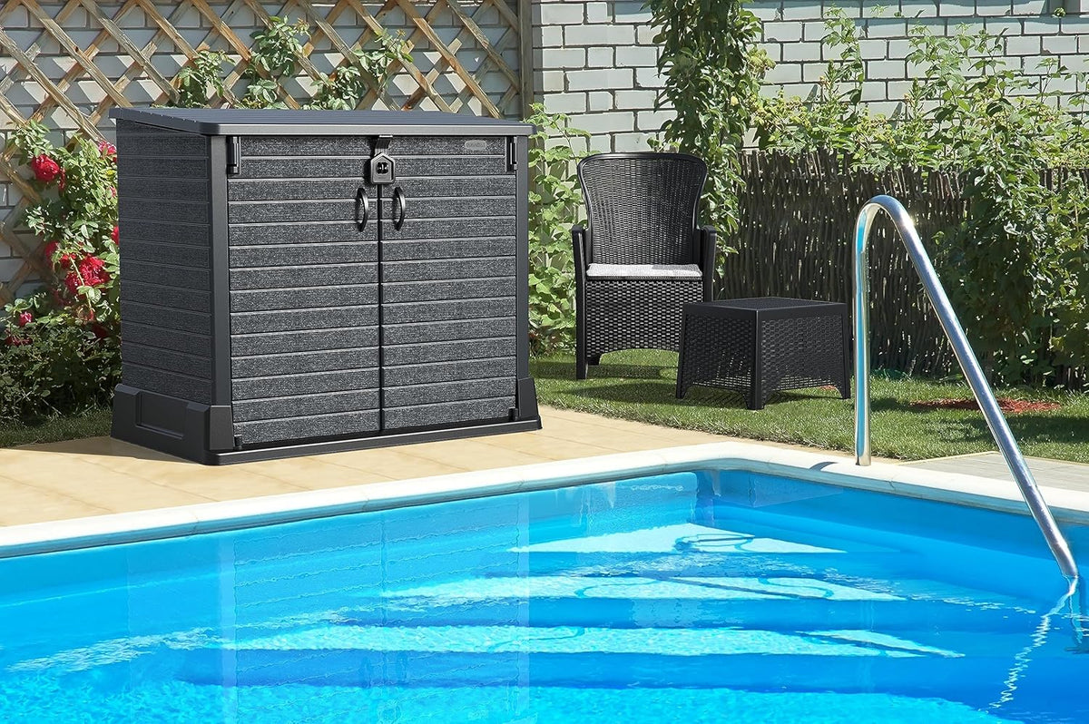 Duramax StoreAway 1200L Plastic Garden Shed/ Flat Lid, Outdoor Storage Shed, Wheelie Bin Hideaways, Wheelie bin box, Durable Construction, Ideal fo...