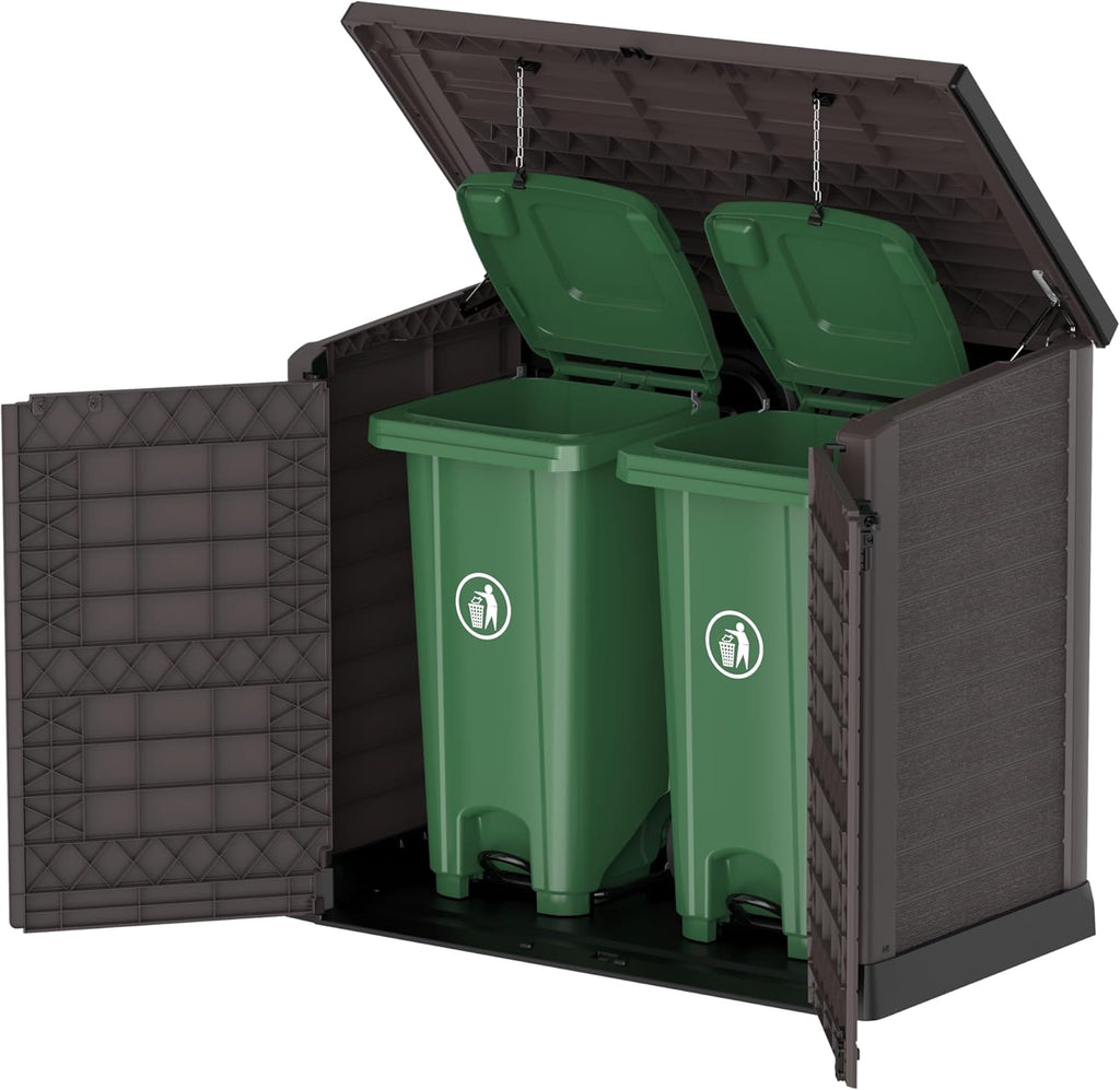 Duramax StoreAway 1200L Plastic Garden Shed/ Flat Lid, Outdoor Storage Shed, Wheelie Bin Hideaways, Wheelie bin box, Durable Construction, Ideal fo...