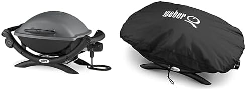 Weber Q1400 Barbecue électrique, surface de cuisson 43 x 32 cm, nomade, grille en fonte émaillée divisée en 2 parties, couvercle et cuve en fonte d...