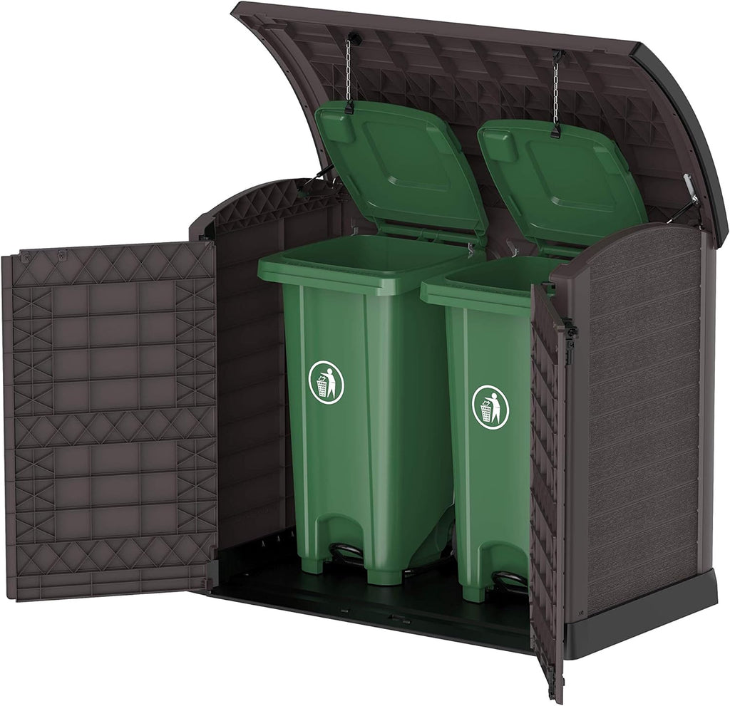 Duramax StoreAway 1200L Plastic Garden Shed/ Flat Lid, Outdoor Storage Shed, Wheelie Bin Hideaways, Wheelie bin box, Durable Construction, Ideal fo...
