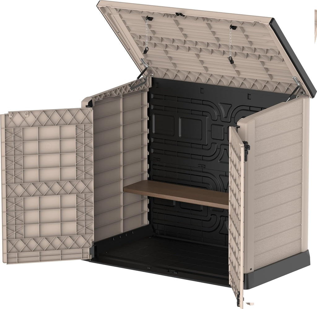 Duramax StoreAway 1200L Plastic Garden Shed/ Flat Lid, Outdoor Storage Shed, Wheelie Bin Hideaways, Wheelie bin box, Durable Construction, Ideal fo...