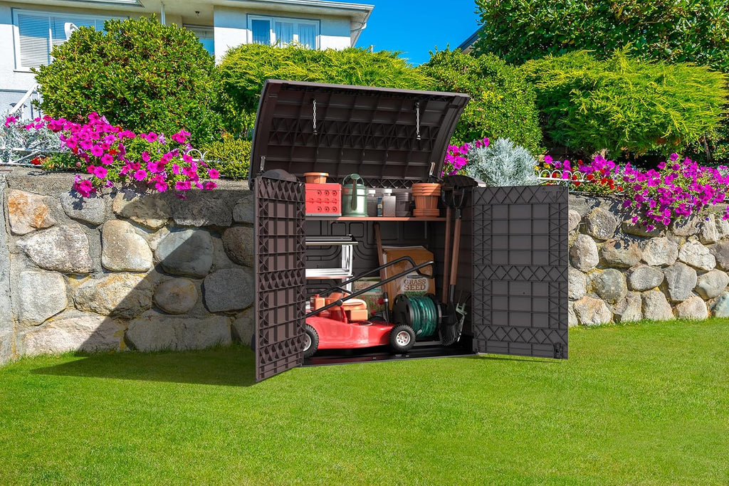 Duramax StoreAway 1200L Plastic Garden Shed/ Flat Lid, Outdoor Storage Shed, Wheelie Bin Hideaways, Wheelie bin box, Durable Construction, Ideal fo...