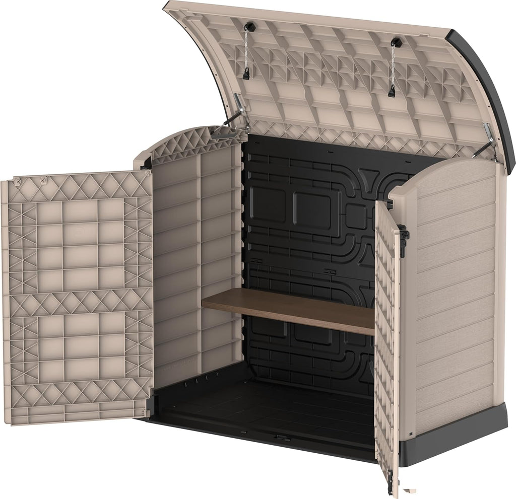 Duramax StoreAway 1200L Plastic Garden Shed/ Flat Lid, Outdoor Storage Shed, Wheelie Bin Hideaways, Wheelie bin box, Durable Construction, Ideal fo...