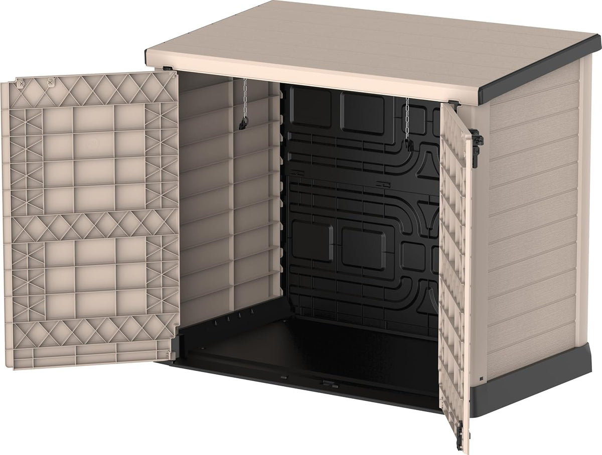 Duramax StoreAway 1200L Plastic Garden Shed/ Flat Lid, Outdoor Storage Shed, Wheelie Bin Hideaways, Wheelie bin box, Durable Construction, Ideal fo...