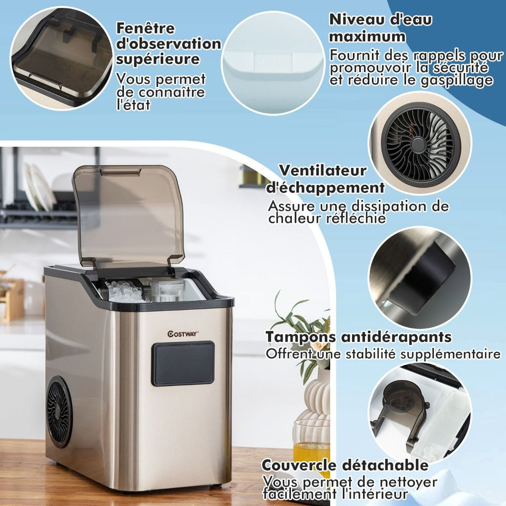 Machine à Glaçons 24kg en 24h Panneau de Contrôle Tactile LED
