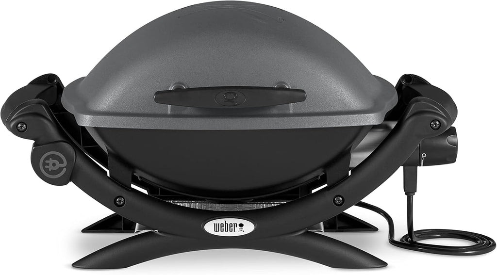 Weber Q1400 Barbecue électrique, surface de cuisson 43 x 32 cm, nomade, grille en fonte émaillée divisée en 2 parties, couvercle et cuve en fonte d...