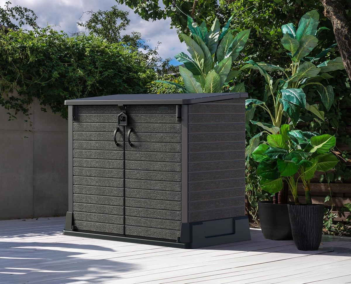 Duramax StoreAway 1200L Plastic Garden Shed/ Flat Lid, Outdoor Storage Shed, Wheelie Bin Hideaways, Wheelie bin box, Durable Construction, Ideal fo...