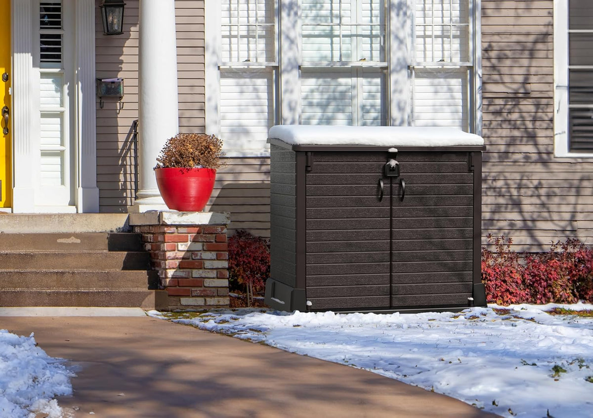 Duramax StoreAway 1200L Plastic Garden Shed/ Flat Lid, Outdoor Storage Shed, Wheelie Bin Hideaways, Wheelie bin box, Durable Construction, Ideal fo...
