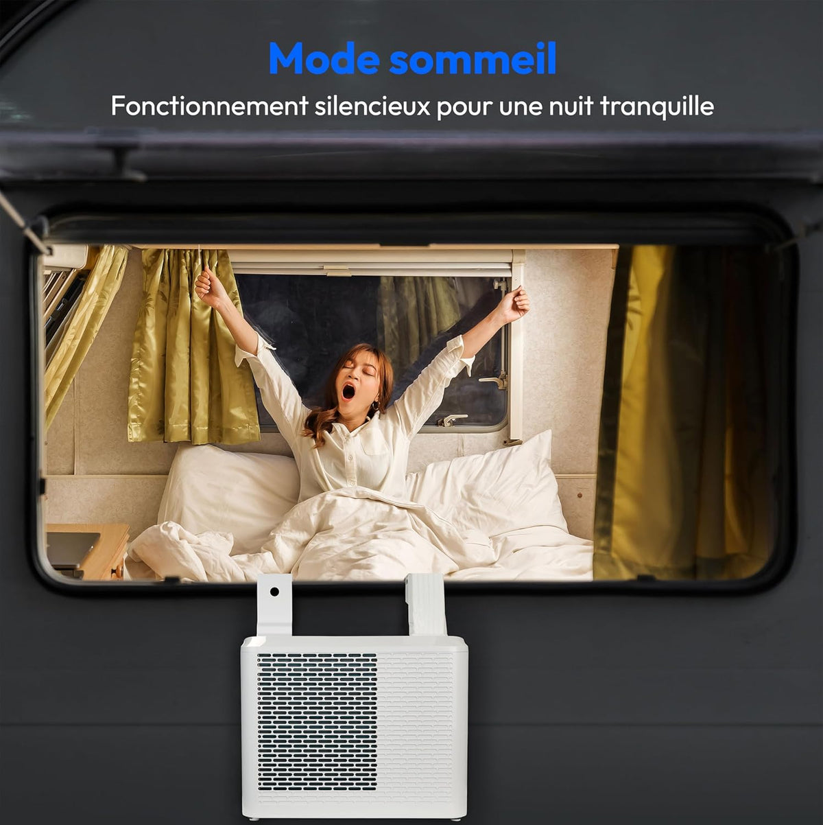 MEDION Smart Climatiseur Split P502 (5000 BTU, 3-en-1, Refroidir, Déshumidification, Ventilation, pour caravane, camping-car, kit de joint de fenêt...