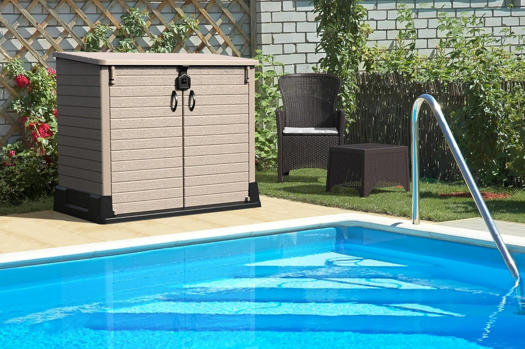 Duramax StoreAway 1200L Plastic Garden Shed/ Flat Lid, Outdoor Storage Shed, Wheelie Bin Hideaways, Wheelie bin box, Durable Construction, Ideal fo...