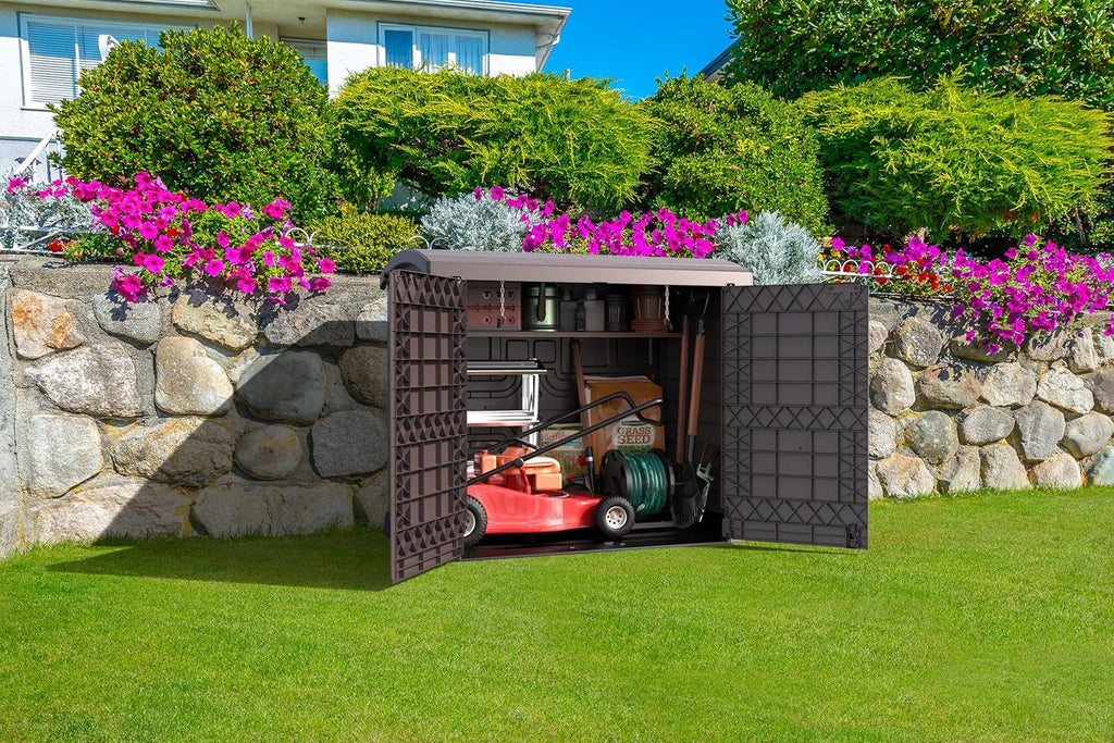 Duramax StoreAway 1200L Plastic Garden Shed/ Flat Lid, Outdoor Storage Shed, Wheelie Bin Hideaways, Wheelie bin box, Durable Construction, Ideal fo...