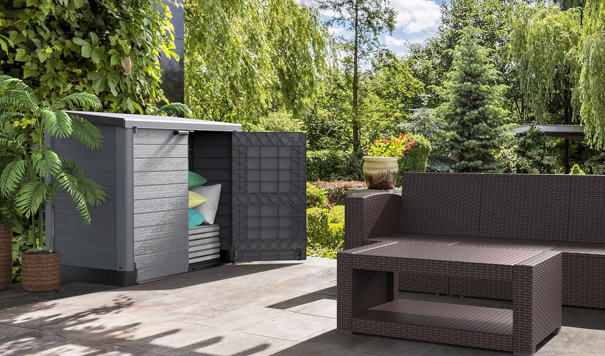 Duramax StoreAway 1200L Plastic Garden Shed/ Flat Lid, Outdoor Storage Shed, Wheelie Bin Hideaways, Wheelie bin box, Durable Construction, Ideal fo...