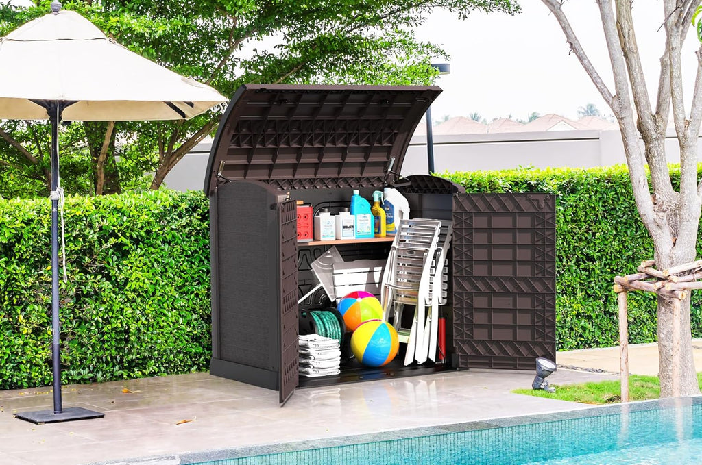 Duramax StoreAway 1200L Plastic Garden Shed/ Flat Lid, Outdoor Storage Shed, Wheelie Bin Hideaways, Wheelie bin box, Durable Construction, Ideal fo...
