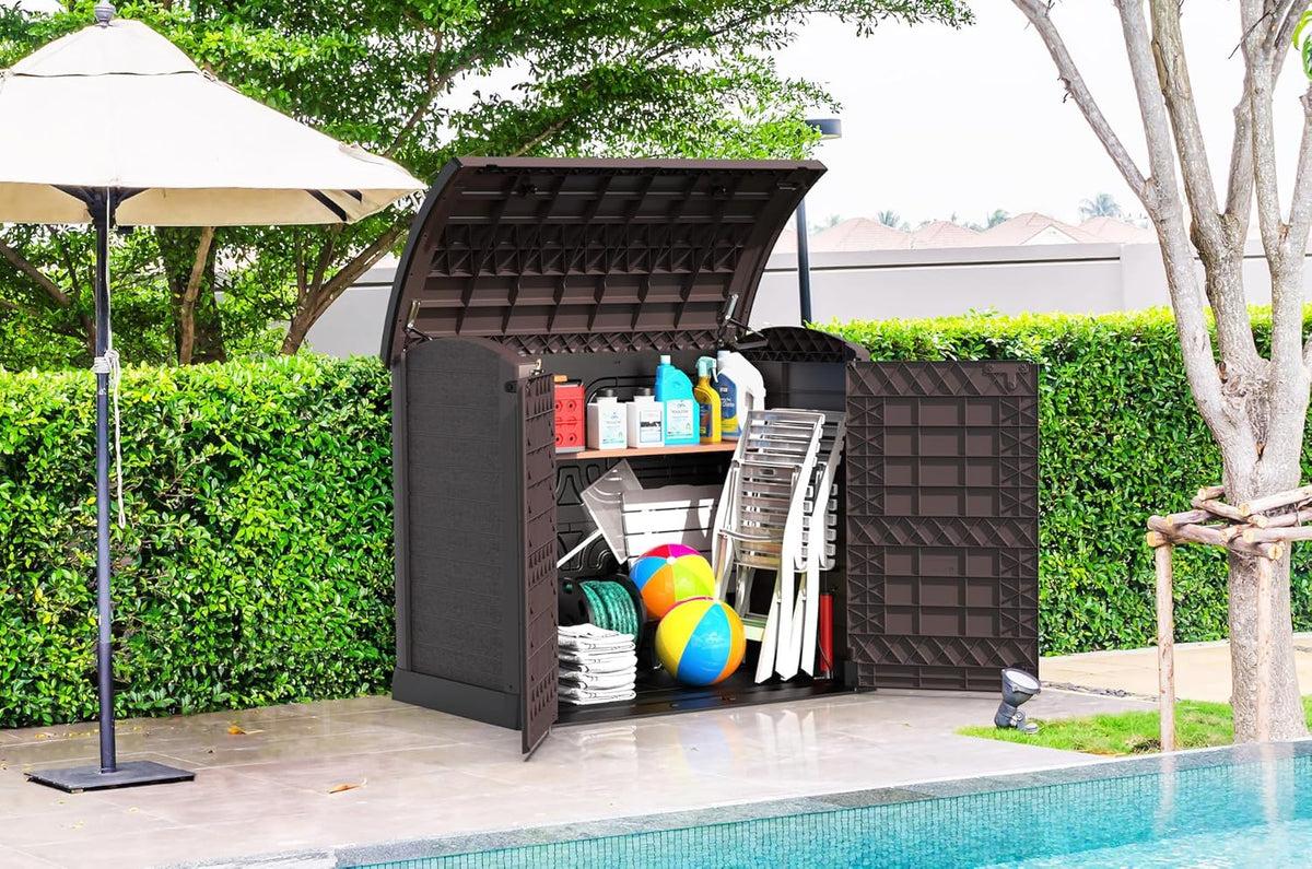 Duramax StoreAway 1200L Plastic Garden Shed/ Flat Lid, Outdoor Storage Shed, Wheelie Bin Hideaways, Wheelie bin box, Durable Construction, Ideal fo...