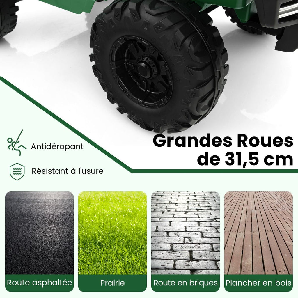 24V Voiture Électrique 2 Places Enfants avec Télécommande 2,4G Musique LED Démarrage Lent 2 Vitesses Charge 35kg pour 3-8 Ans+ Rouge/Rose/Vert