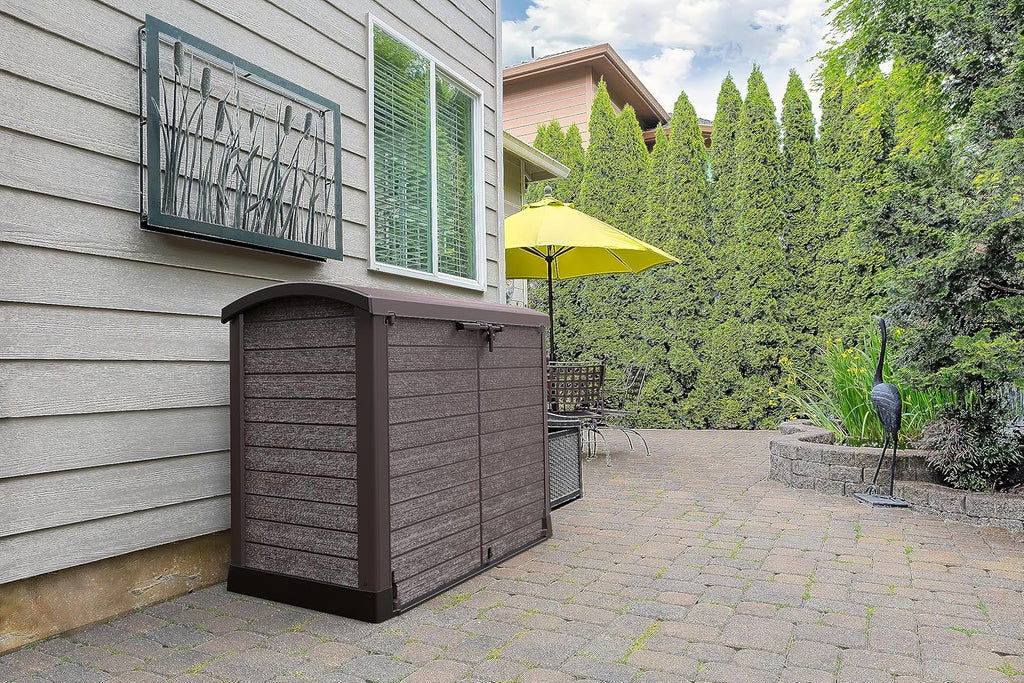 Duramax StoreAway 1200L Plastic Garden Shed/ Flat Lid, Outdoor Storage Shed, Wheelie Bin Hideaways, Wheelie bin box, Durable Construction, Ideal fo...