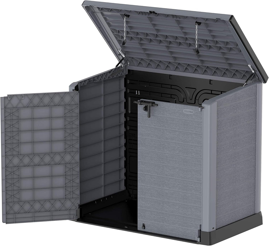 Duramax StoreAway 1200L Plastic Garden Shed/ Flat Lid, Outdoor Storage Shed, Wheelie Bin Hideaways, Wheelie bin box, Durable Construction, Ideal fo...