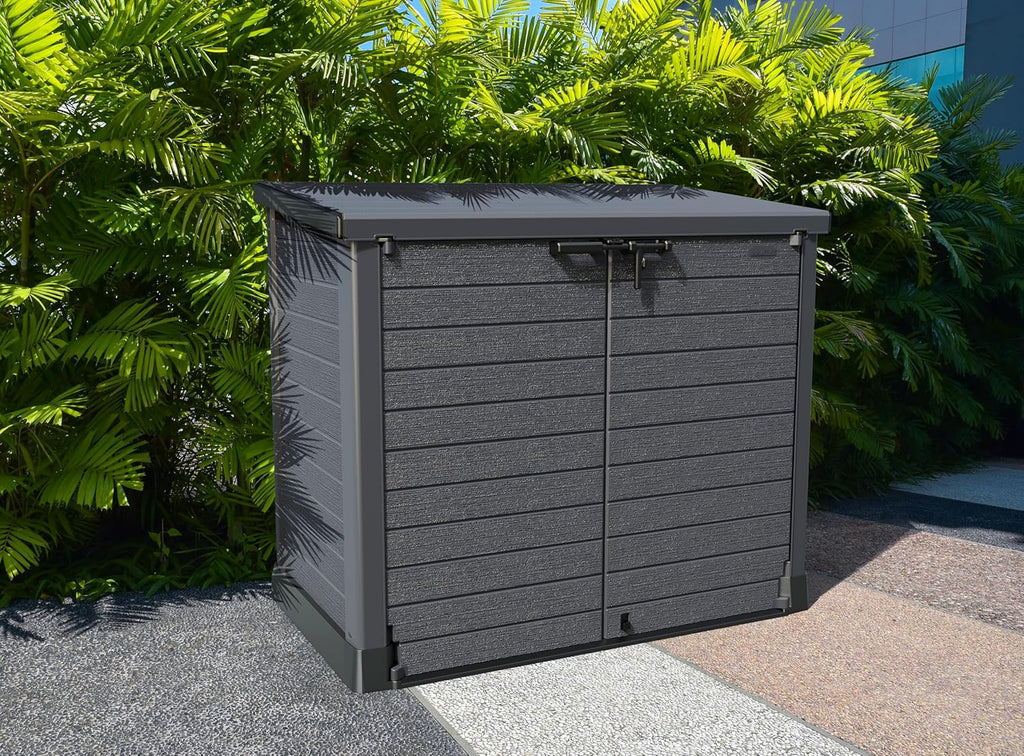 Duramax StoreAway 1200L Plastic Garden Shed/ Flat Lid, Outdoor Storage Shed, Wheelie Bin Hideaways, Wheelie bin box, Durable Construction, Ideal fo...