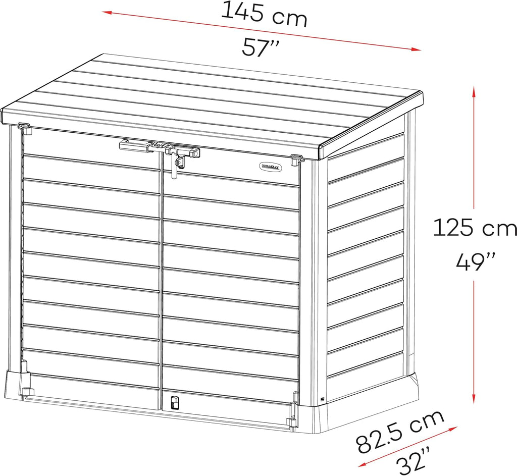 Duramax StoreAway 1200L Plastic Garden Shed/ Flat Lid, Outdoor Storage Shed, Wheelie Bin Hideaways, Wheelie bin box, Durable Construction, Ideal fo...